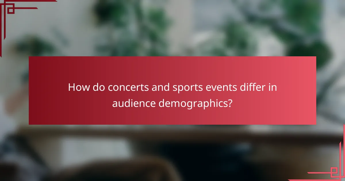 How do concerts and sports events differ in audience demographics?